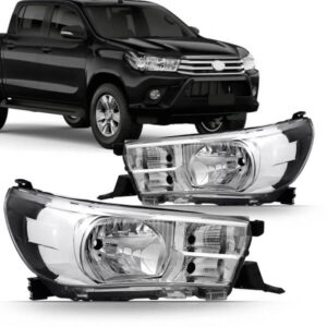 Farol principal Hilux 2016 -2019 foco simples máscara cromada