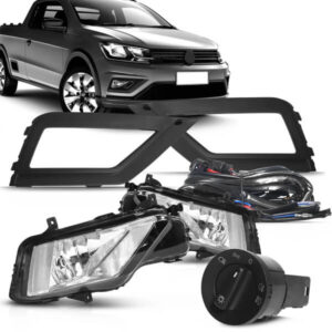 KIT FAROL DE MILHA DA SAVEIRO G7 VOYAGECOM MOLDURAS E BOTÃO MODELO ORIGINAL